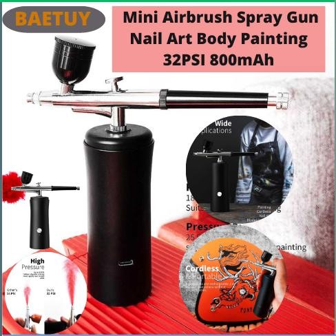 COD BAETUY Mini Airbrush Spray Gun Nail Art Body Painting 32PSI 800mAh - B-32 / Alat Airbrush Mini /