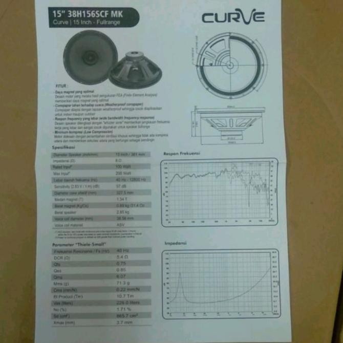 SPEAKER CURVE 15 inch 38H156SCF MK FULLRANGE (MAGNET KECIL)