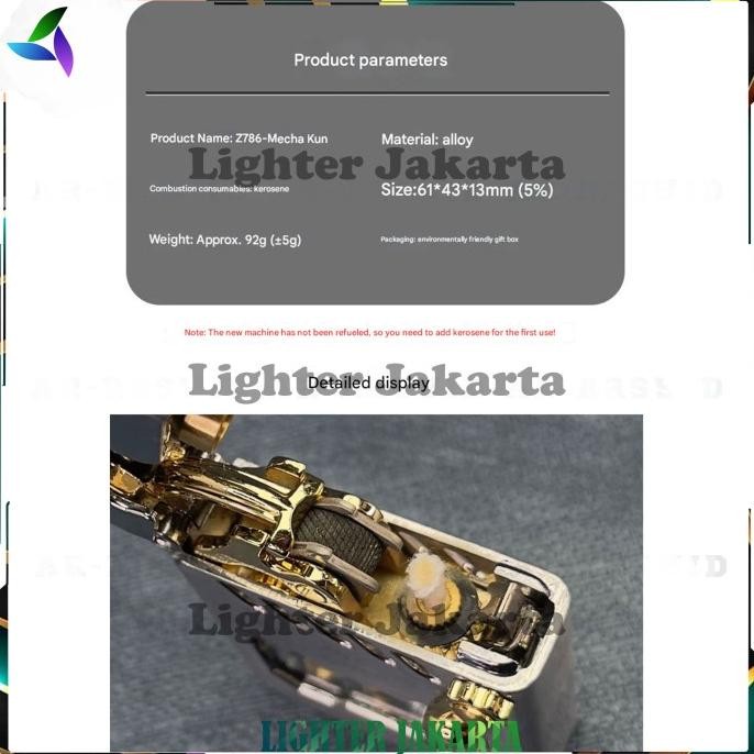 Korek Api Minyak Cyber Mecha Transparent Oil Zorro Lighter Z-786
