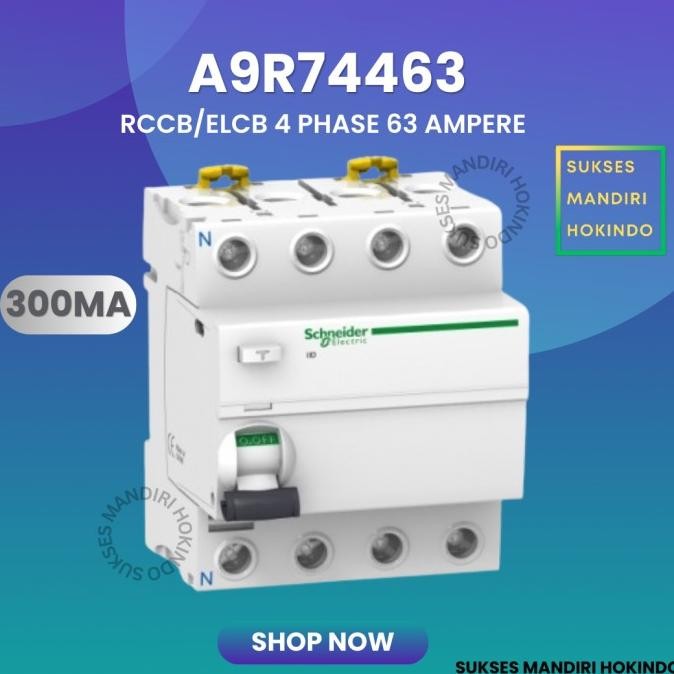 Elcb 4P 63A 4Phase 63Ampere 300Ma Rccb Ild Schneider A9R74463 Ori New Stok