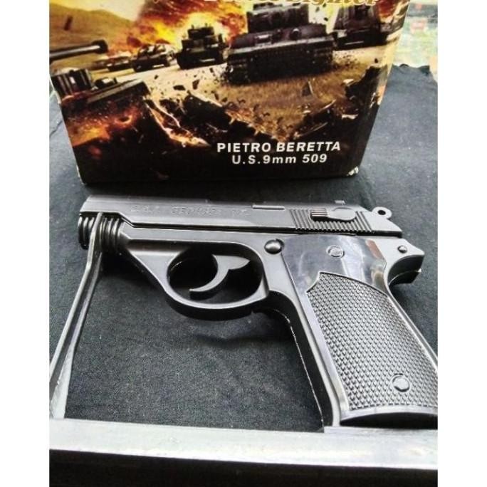 (NEW) Korek Api Pistol Bareta 509 full Besi Black