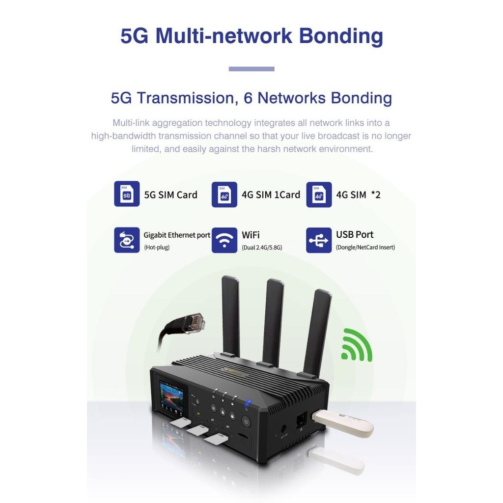 Minemedia Mine Q8 5G/4G Mlive Bonding Enr 3Xgsm+Wifi+Lan Streaming New Stok