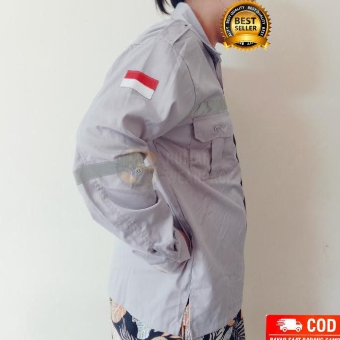 Kemeja PDL Safety Baju PDL Wearpack PDL Kancing Atasan Warna Abu Muda