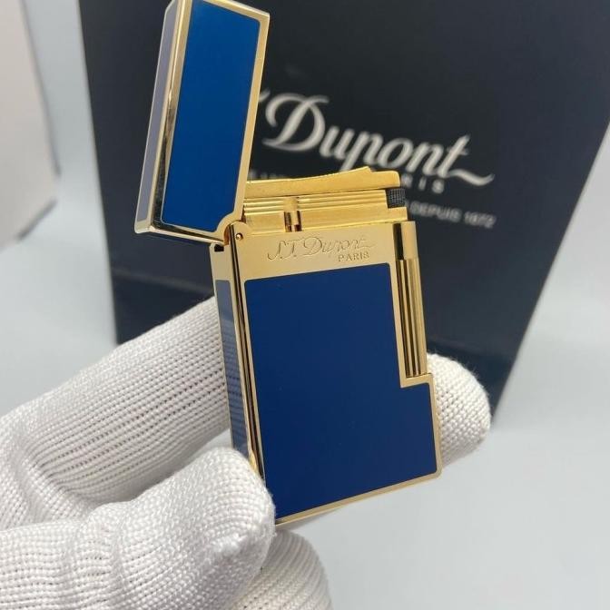 Korek Api S.t Dupont Blue Gold Lighter Premium Quality