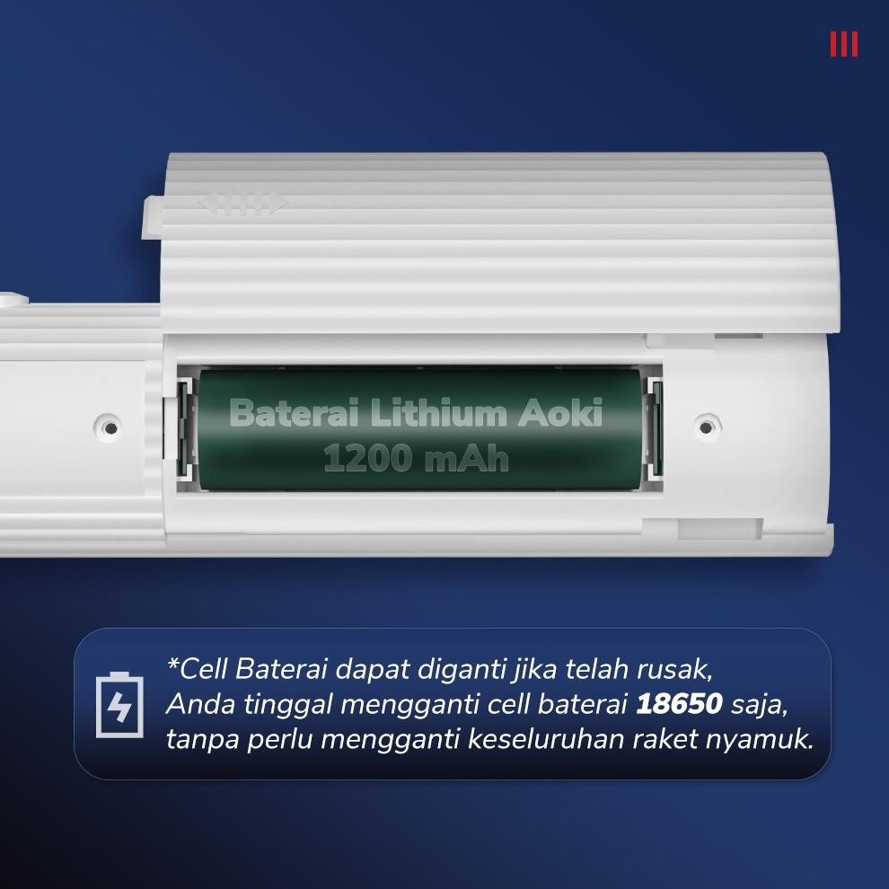 Raket Nyamuk Baterai Lithium / Pembasmi Nyamuk Aoki AK-891L