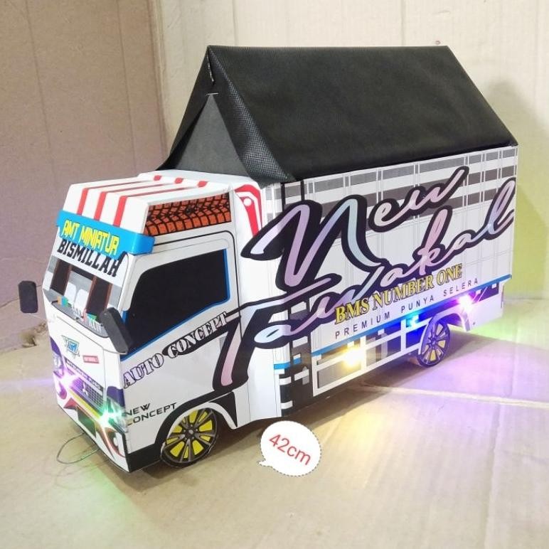 MAINAN MINIATUR TRUCK OLENG FULL STIKER+TERPAL+LAMPU 42CM-FREE PACKING KARDUS
