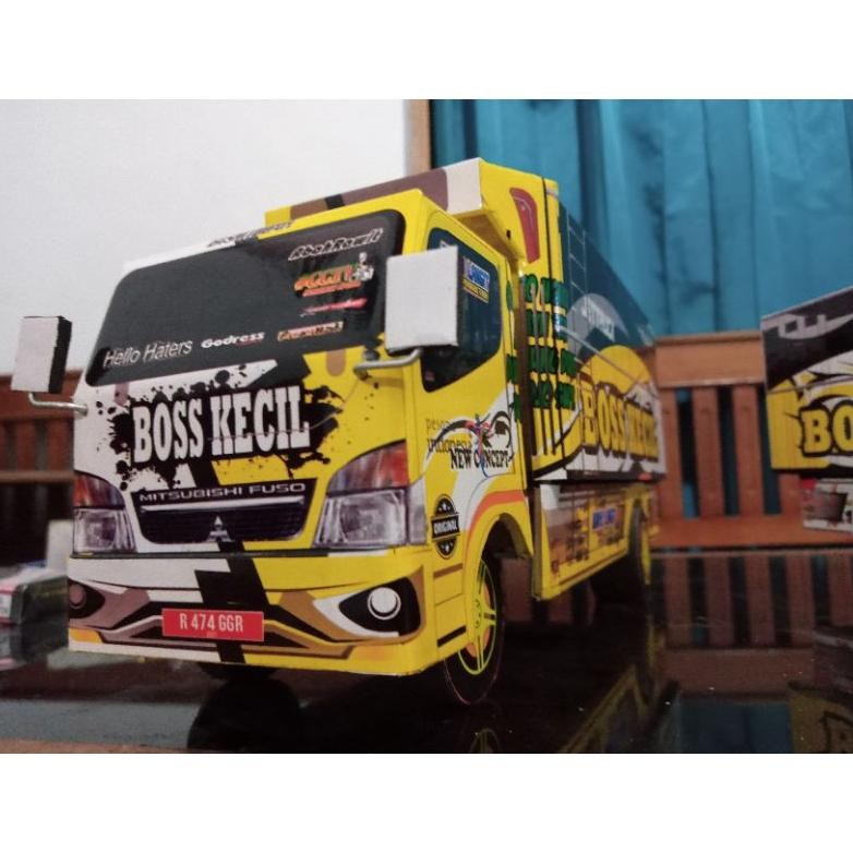 miniatur truk oleng kayu asli bak jungkit ukuran 35cm