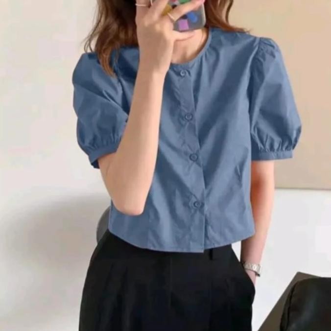 Tersedia Blouse Baju Atasan Wanita kerja style korea Baju Natal Baju Imlek Merah