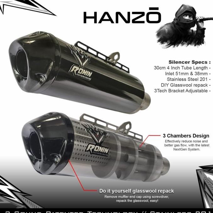 KNALPOT RACING 3 SUARA 3TECH NEXTGEN RONIN HANZO FULLSET ORIGINAL