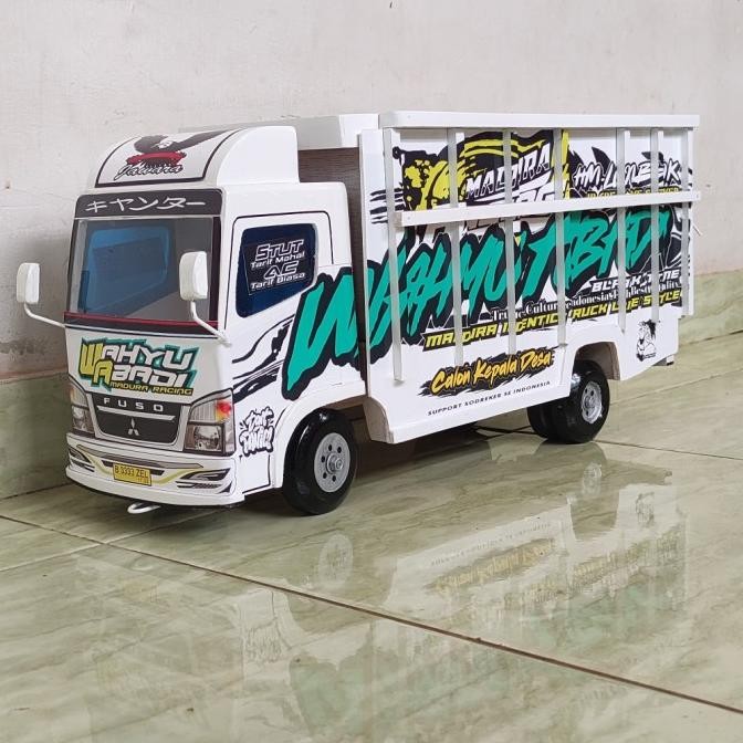 Miniatur mobil truk oleng kayu wahyu abadi mobilan truck mainan anak -14a