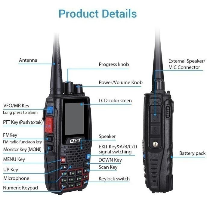 Grosir Qyt Kt-8R - Two-Way Radio Quad Band Radio Walkie Talkie 5W Power
