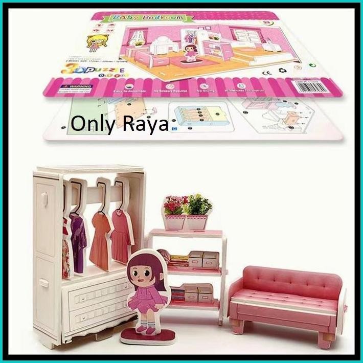 3D PUZZLE MAINAN EDUKASI ANAK PEREMPUAN LAKI SERI INTERIOR RUMAH BESAR DIY HADIAH