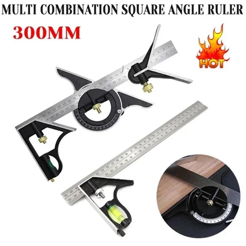 

300Mm Square Right Angle Ruler Protractor Movable Square Woodworking Angle Ruler Measuring Tools Multi Combination Set