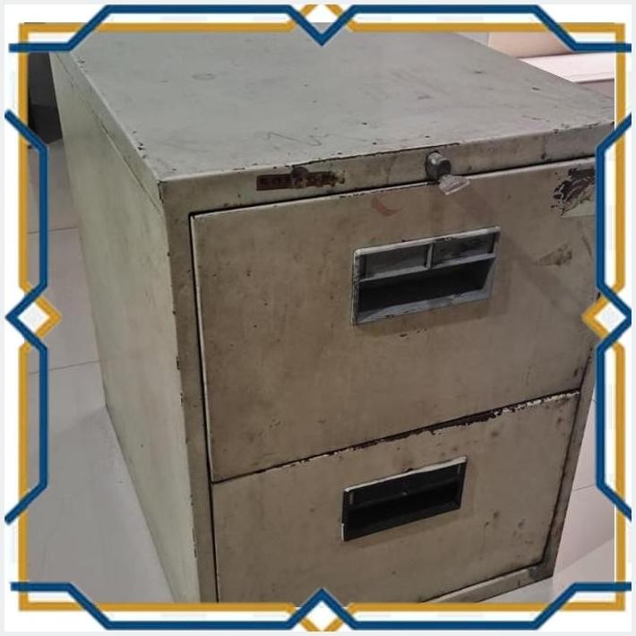 [nm8] filling lemari kabinet penyimpanan file 2 laci bahan besi second seken bekas ukuran 45x62x73