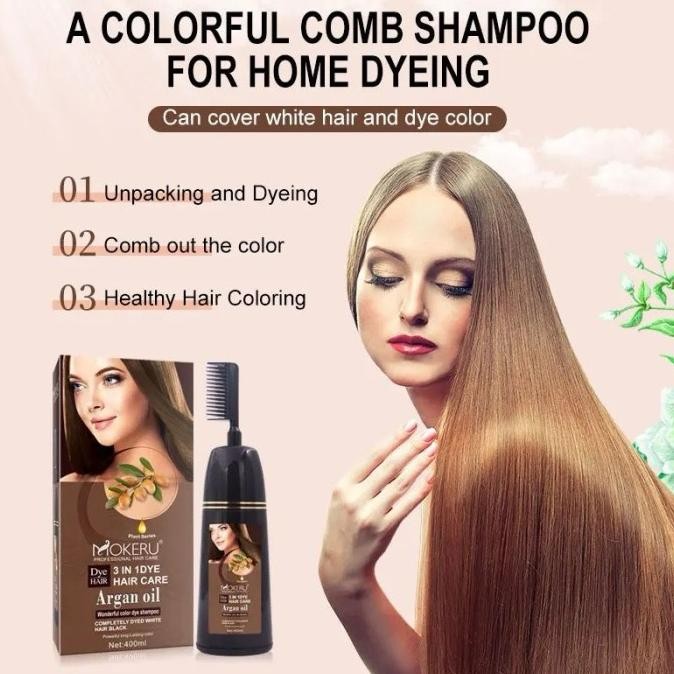 MOKERU SISIR SHAMPOO SEMIR PEWARNA RAMBUT HERBAL MAGIC SHAMPOO UBAN