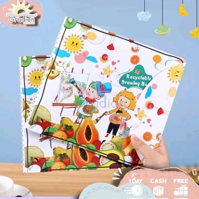 

[Free 1 Set Spidol] Buku Tulis Gambar Bisa Dihapus / Washable Drawing Book Co