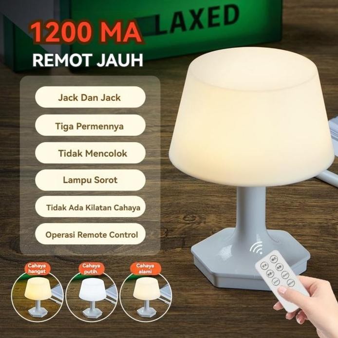Lampu Meja Minimalis LED Dengan Remote Lampu Tidur LED Putih Lampan Lampu Kamar Aesthetic Rechargeab