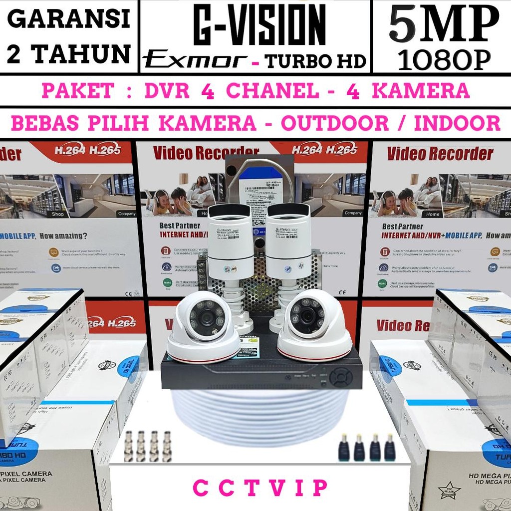 PAKET  KOMPLIT  CCTV  4  KAMERA  5MP  IR  SONY  EXMOR  1080P