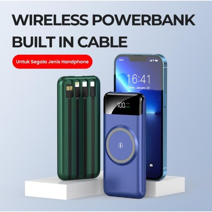 SUTU Wireless Powerbank 20000mAh Built in Cable