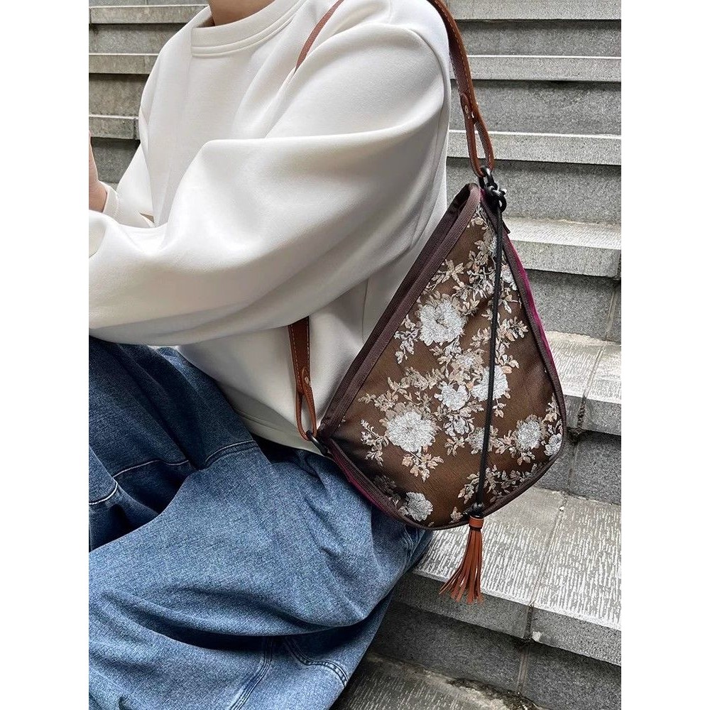New Style Chinese Style Single Shoulder Bag Camellia Irregular Underarm Bag