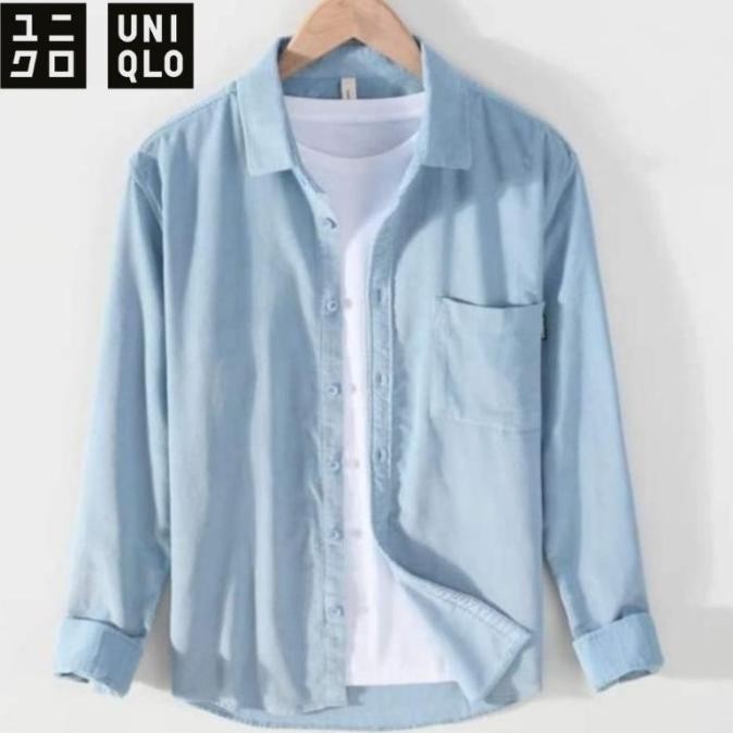 Kemeja uniqlo pria kemeja polos uniqlo lengan panjang