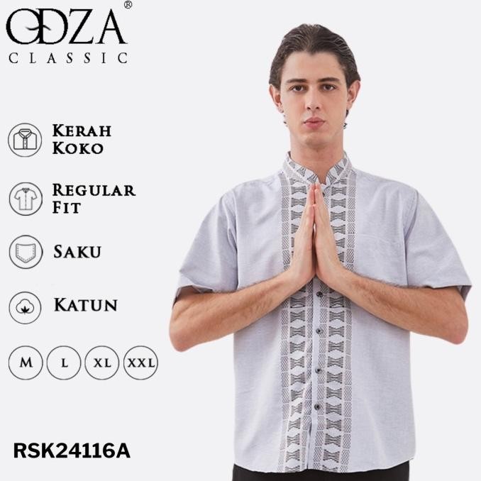 Odza Baju Koko Couple Ayah Anak Set Keluarga Lengan Pendek Jumbo Garreth Abu-Abu Muda