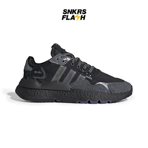 ADIDAS Nite Jogger Reflective Black Sepatu Sneakers Wanita - FW1574 - Size 38.7