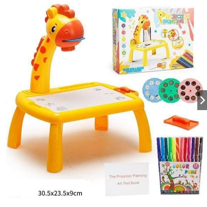 Meja Belajar Anak Gambar Proyektor Edukasi Anak Jerapah Besar