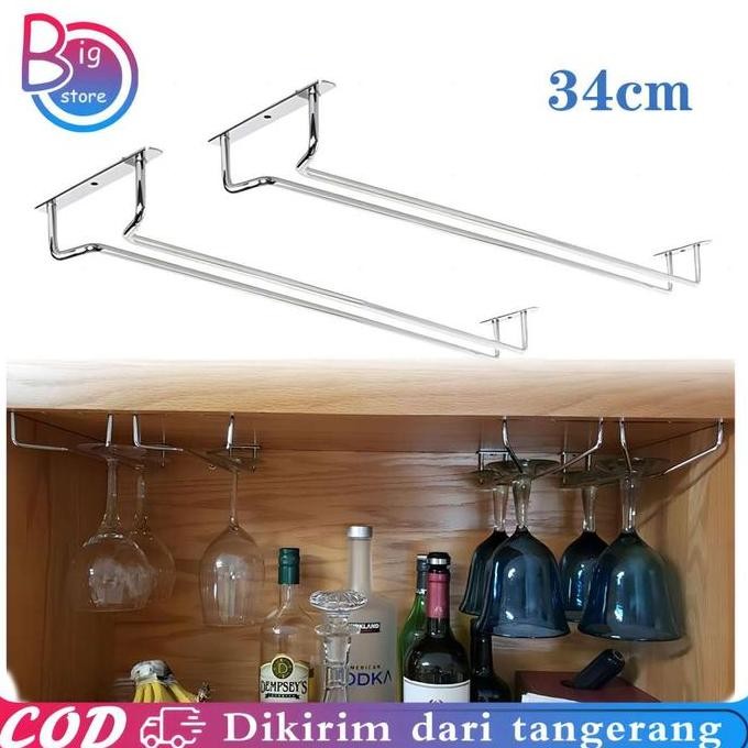 Diskon Gantungan Gelas Mini Bar 1Baris Rak Gelas Gantung Gantungan Gelas Untuk Bar Dan Dapur Wine
