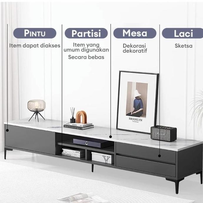 Meja TV Minimalis Rak TV Lemari TV Dinding Bupet TV Tempat Penyimpanan Kabinet Ruang Tamu ern