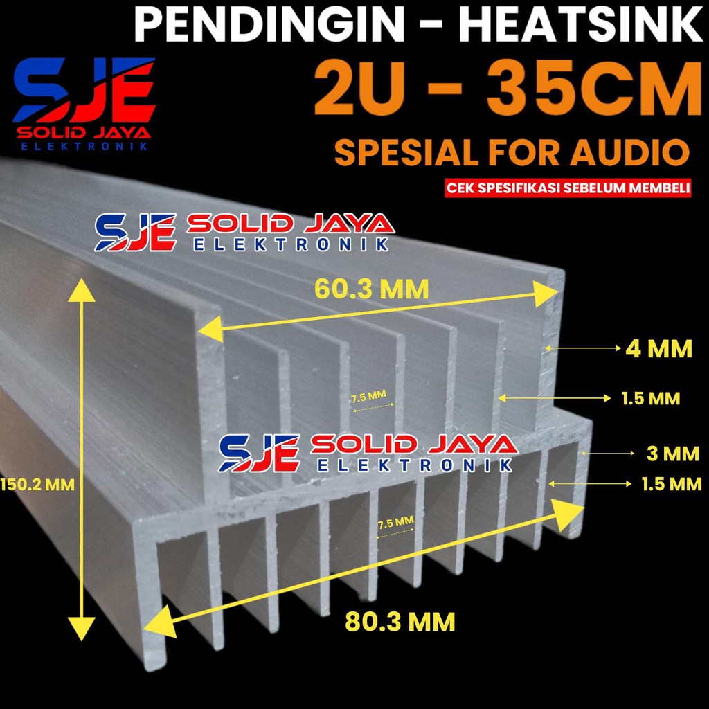 PENDINGIN HEATSINK 2U 35 CM MODEL 17 SIRIP YIROSHI SOCL JBL SOCL OCL AUDIO MK HEATSRINK 2 U 35CM POW