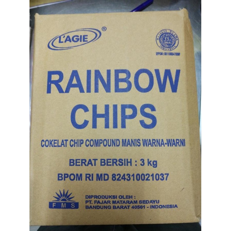 

Murah Rainbow Chip Lagie 1/2 Bulat / Choco Chip / Chocochip Warna Gepeng 3Kg