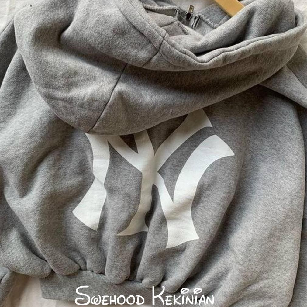 JH85 gh-56 SWD NY CROP BACK PRINT PREMIUM Jacket Sweater Hoodie Zipper Ala Korea Fashion Wanita Keki
