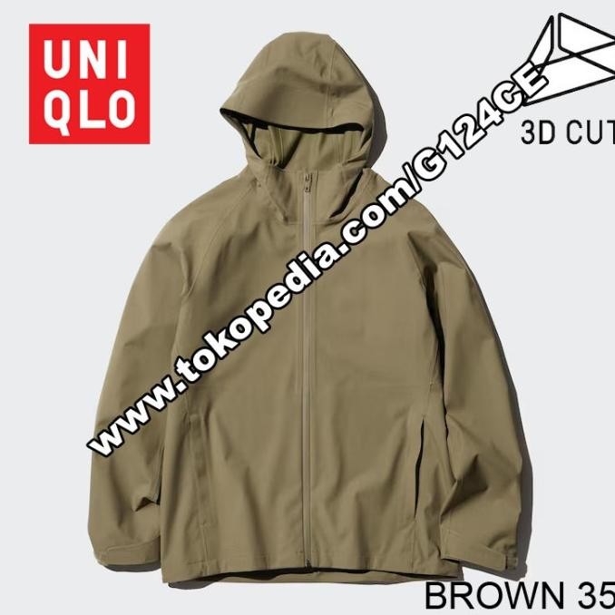 JACKET BLOCKTECH PARKA PRIA UNIQLO JAKET 425419 COKELAT BROWN 35