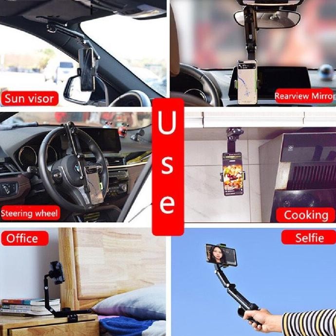 uk-12 GC27 Phone Holder Mobil Jepit HD-58 Penyangga Hp Holder Hp Mobil Tongsis Selfie Berkualitas Mu