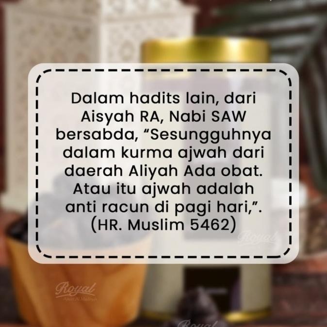 

Sale Kurma Royal Ajwa Al-Madinah 850Gr Kurma Ajwa Premium Ajwa Madinah