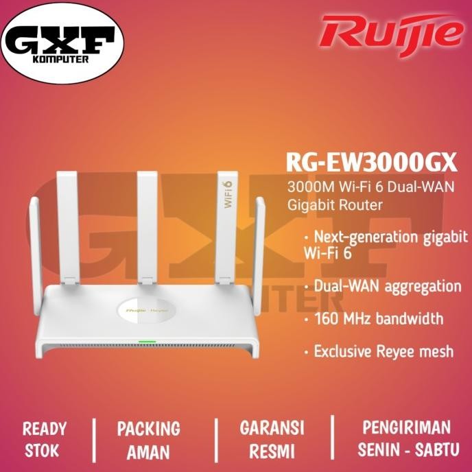 Ruijie RG-EW3000GX , 3000M Wi-Fi 6 Dual-WAN Gigabit Router / Pengganti RG-EW1800GX PRO