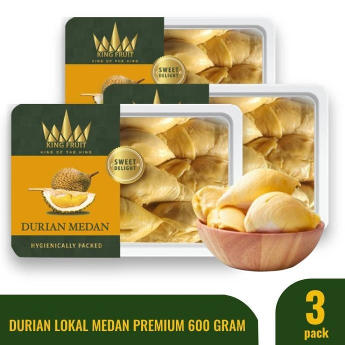 

Promo 3 Pack King Fruit Durian Lokal Super Premium Frozen Duren Medan Kupas