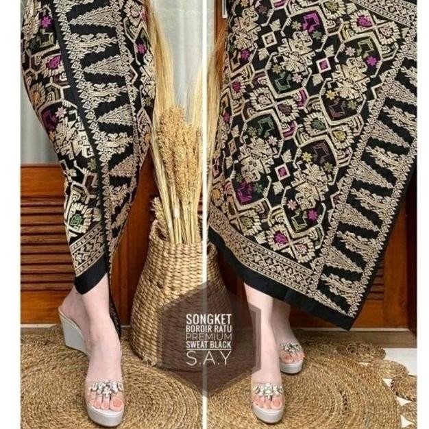 KAIN SONGKET KAMEN BORDIR PREMIUM BALI LEMBARAN MOTIF PERMATA BERWARNA