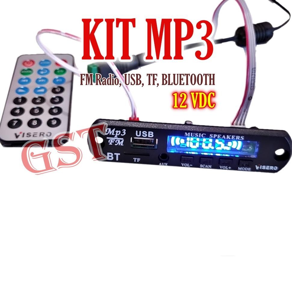 KIT MP3 BLUETOOTH VISERO 12V AUX USB TF FM PLAYER MODUL