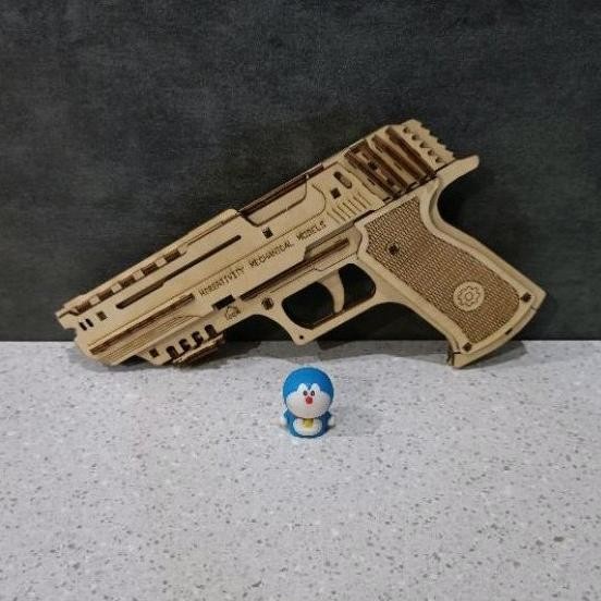 Mainan Puzzle Rakit Kayu Karet Rubber Band Gun DIY Woodworking Craft