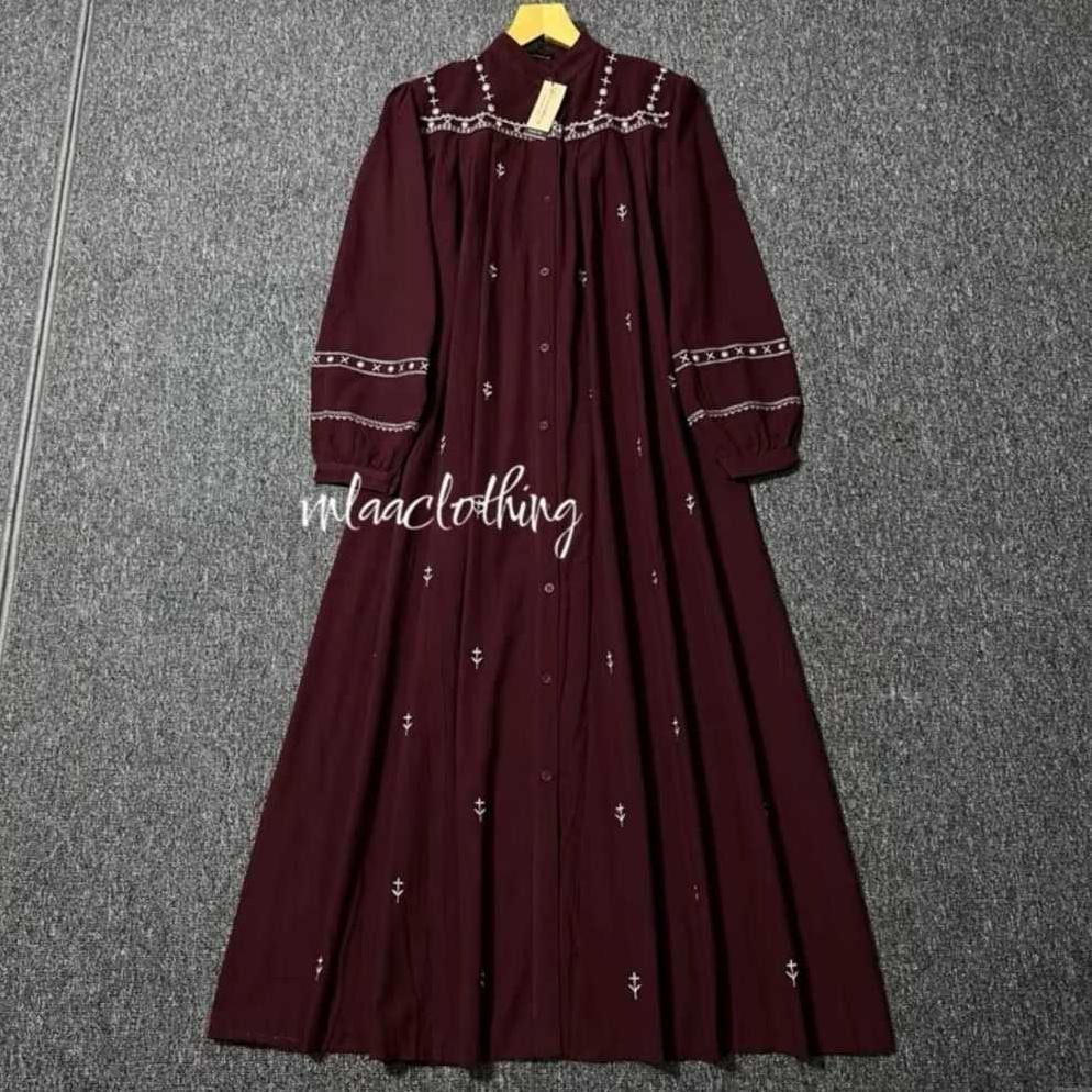 Or42 y-76 Davina Dress Rayon Twill Bordir Premium by QIANA_GALLERY Panjang Baju 135 cm Lingkar Dada 
