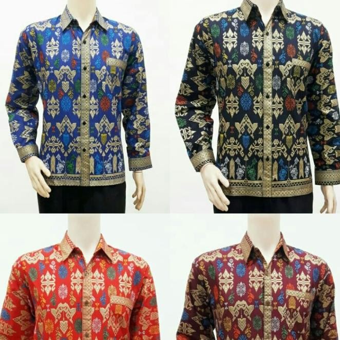 KEMEJA PRADA BALI IX - HEM PANJANG SONGKET BALI - BAJU BATIK PRIA