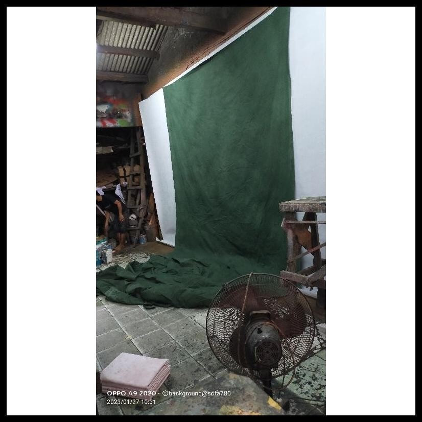 BACKGROUND STUDIO FOTO MUSLIN ABSTRAK HIJAU TUA UK 3X5M