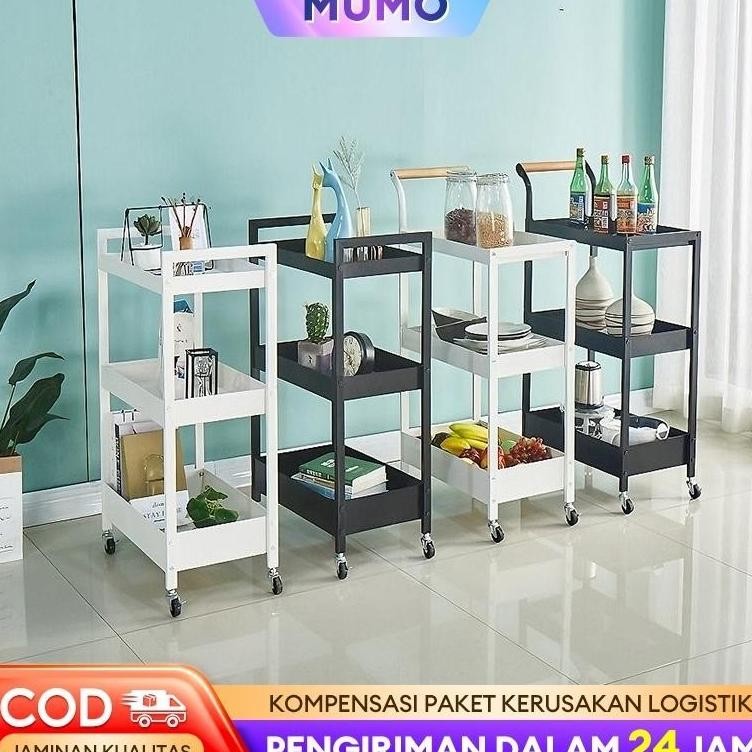 Rak Dapur Stainless Rak Troli Susun Serbaguna Rak Roda Rak Salon Rak Penyimpanan Dapur