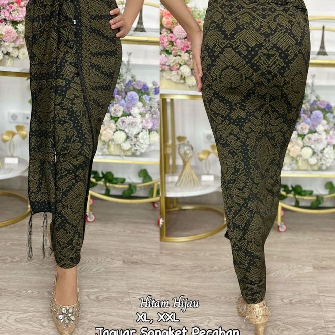 SET KAMEN JADI DAN SELENDANG JAGUAR SONGKET BORDIR BALI ROK BAWAHAN BERKEBAYA