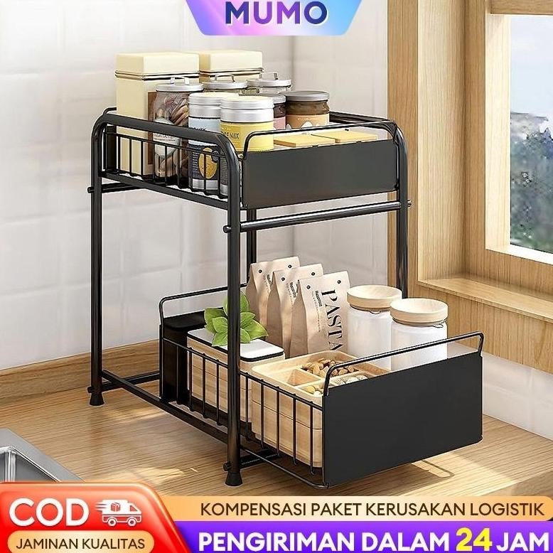 Rak Kabinet Lemari Dapur Keranjang Geser Rak Tarik Rak Dapur  Rak Bawah Wastafel