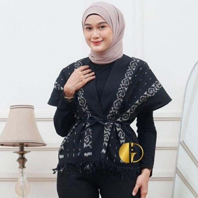 AZQ-16 GRANITO.ID - AMANDA VEST OUTER WANITA TENUN VNECK SONGKET ASLI JEPARA SUMBA TORAJA BALI LOMBO