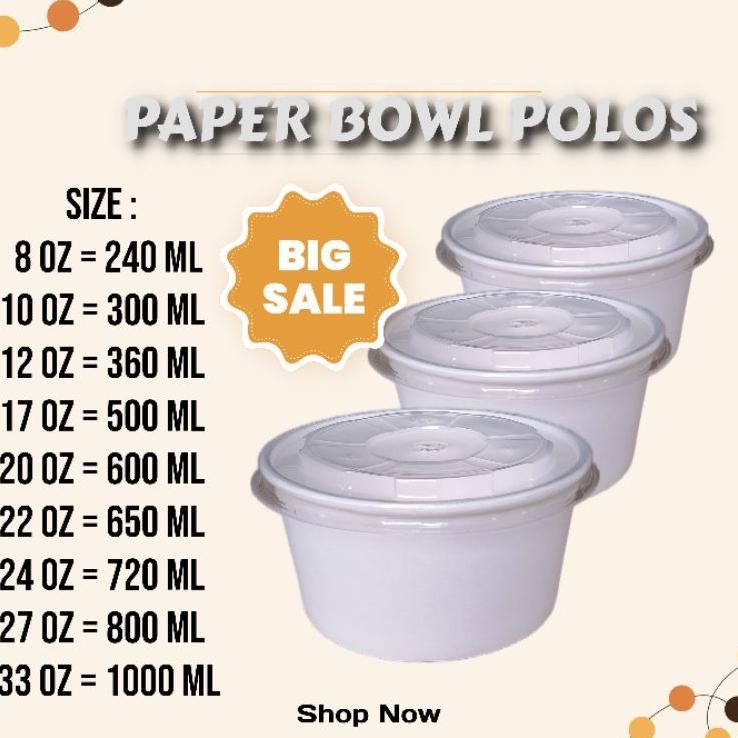 R Bowl Polo Per 50 Pc Cup Bowl Rice Bowl Mangu Mango Tutup 8Oz 10Oz 12Oz 17Oz 20Oz 22Oz 24Oz 27Oz Da