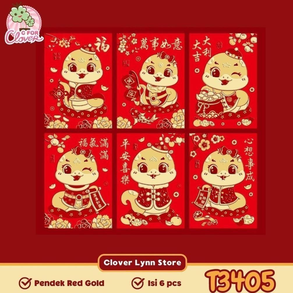 

Fx-23 Angpao Snake Red Gold Pendek Isi 6 Pcs Imlek 2025 Naga 2024 Amplop Tahun Baru China Dragon Ular
